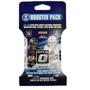 Panini Optic 2025 NFL Trading Cards 4 Card Booster Pack Featuring Ultra-Rare Inserts and Rated Rookies