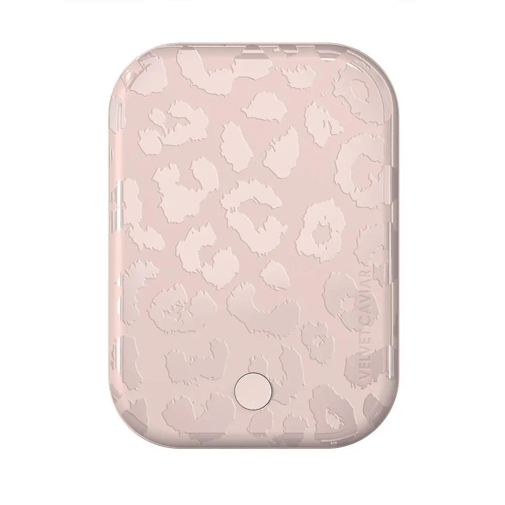 Velvet Caviar Nude Leopard MagSafe Magnetic Power Bank - Fast-Charging Portable External Battery Pack with Strong Magnetic Grip, USB-C Input, 4 LED Lights, 75-100% Recharge for iOS iPhone Wireless Charging Extra Power Accessory, Mobile