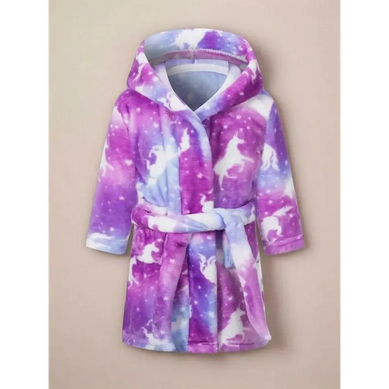 Girls' Fashion Creative Pajamas Hooded Bathrobe, Ultra-Soft Flannel Warm Sleepwear, Cute Cartoon Robe for Home Use After Shower, Soft Casual Pajamas Girls' Fashion Creative Pajamas Hooded Bathrobe, Ultra-Soft Flannel Warm Sleepwear, Cute Cartoon Robe for Home Use After Shower, Soft Casual Pajamas
