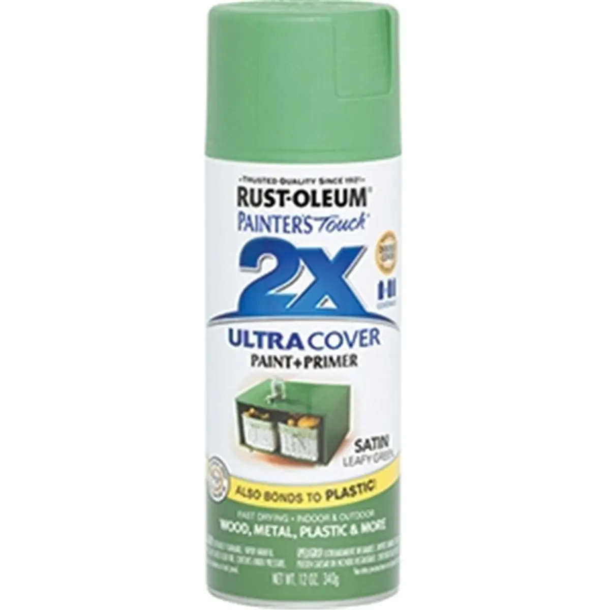 Rust-Oleum Corp 249072 12oz Satin Leafy Green Painter's Touch 2x Ultra Cover Spray Paint (for Home Improvement, Building Supplies)