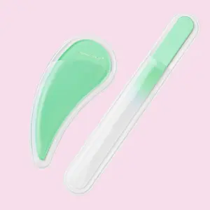 Bona Fide Beauty Drop Ergonomic Czech Glass Nail File Set in Jade - Spring Refresh For Your Nails - Natural Manicure Nail Care - For At Home Nail Enthusiasts - Best For Shaping Round Almond Nails - Ergonomic Grip Seals Keratin Layers Reusable