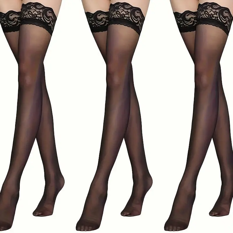 Three Pairs of Stockings in Three, Thigh-Leg Socks
