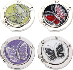 Handbag Hanger - Set of 4 Foldable Purse Hooks, Mixed Color, Butterfly Shape, 1.77x3.54in