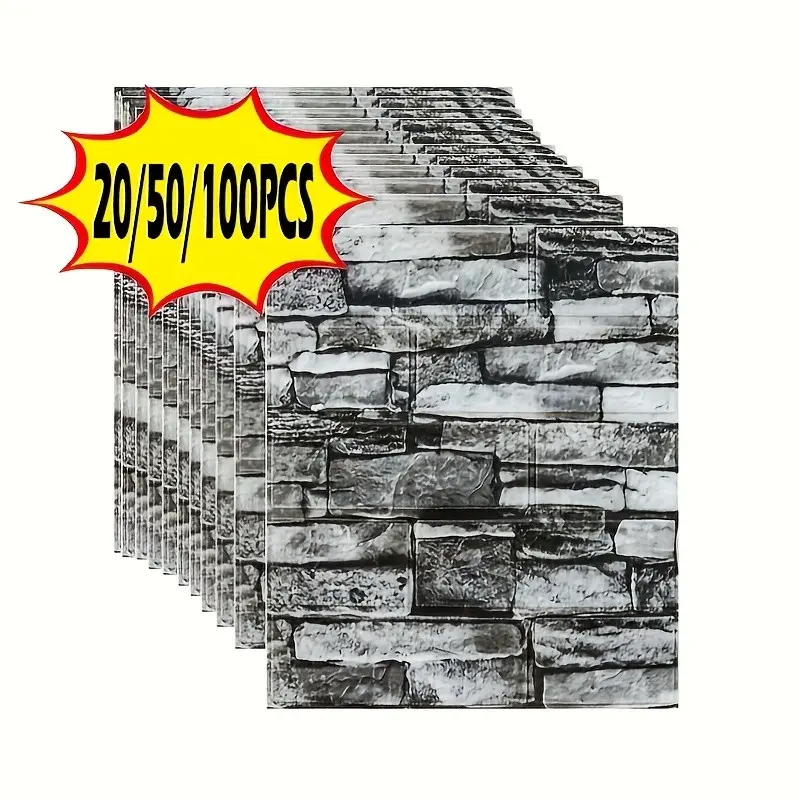 3D Wall Tile Stickers, Self-Adhesive Waterproof Foam Tiles, Available in 20/50/100 Pieces, Thickness 3mm, Brick Design, Peel And Stick Wallpaper Designs