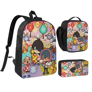 toca boca Backpack for Backpacks with Lunch Box Elementary Middle High School Backpacks Students Bookbag Set School Bags for Teens