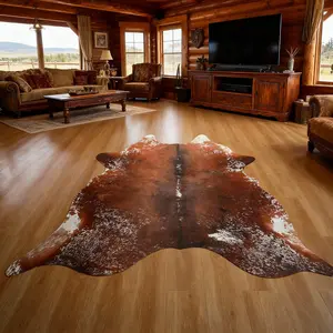 High-grade Faux Cowhide Carpet with Anti-slip Backing for Easy Cleaning Low Pile Rug for Living Room Bedroom Room Decoration Home Decor Polyester Style Western