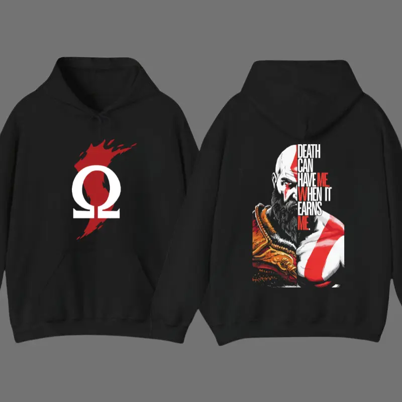 God-Of-War Unisex Fit Hoodie T-Shirt, Retro Vintage Unisex Oversized Anime Graphic Tee – Trendy Y2K Acid Washed Double Printed Cotton T-Shirt, Streetwear Casual Apparel Top, Outfits for Men, Manga Game Movie Lover Gift For Fans Merch