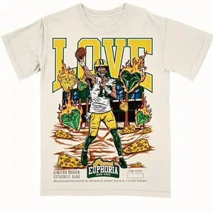 Jordan Love Planet Euphoria Shirt – Packers Rising QB Tshirt – Vintage 90s Playoff Hero Graphic for Football Fans Y2K Streetwear