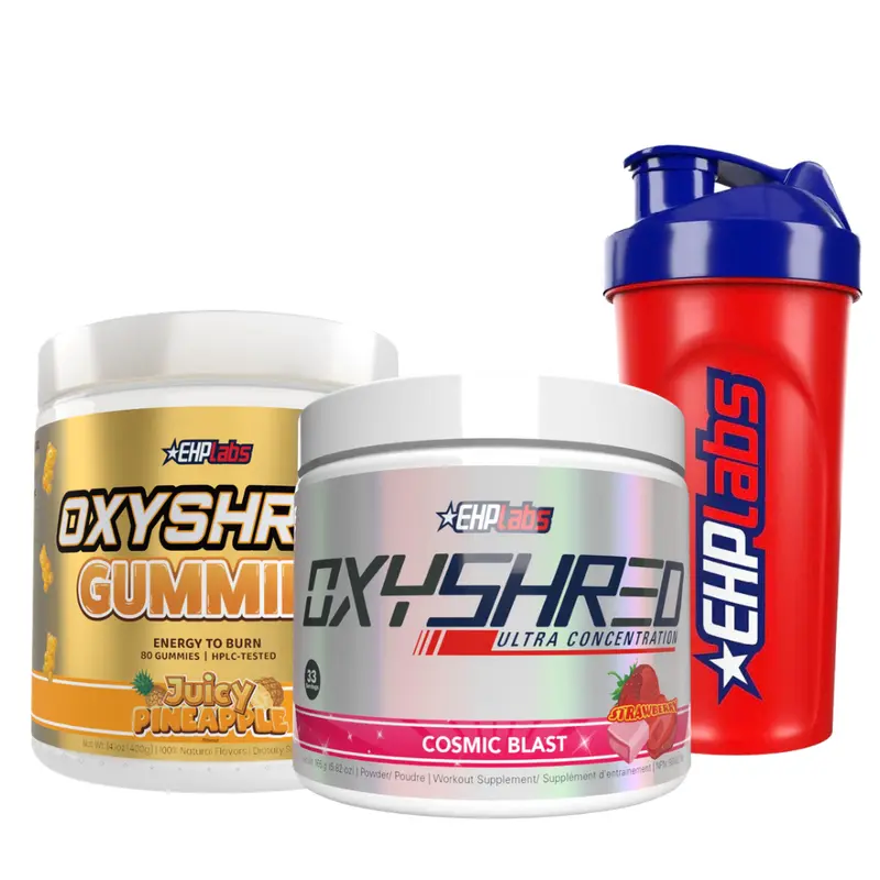 EHPlabs OxyShred That Girl Stack – Ultra Pre-Workout Energy Powder + Energy Gummies + Free Shaker | Zero Sugar Energy & Focus Support