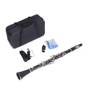 Hard Bakelite B Flat Clarinet Set with Case Cleaning Kit & Accessories Durable 17 Keys Nickel Plated Keys Ergonomic Design for Enthusiasts and Professionals