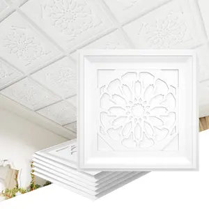 24 PCS 2x2 FT Openwork Tracery Decorative Ceiling Tiles, 24x24 Inch 3D Modern Minimalist Ceiling Panels, PVC Waterproof Cuttable Material Ideal for Living Room Bedroom Cover 96 Sq.Ft
