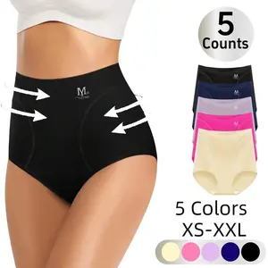 5-Pack High Waist Seamless Shapewear Panties for Women ?C Soft Breathable Briefs, Lightweight Control Underwear for Everyday Comfort Fit Womenswear Elegant Knit Leggings Love Outfit Polyester Smooth Jeans Solid Summer Trouser Minimalist Bottom
