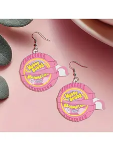 acrylic charming pink Hubba Bubba earrings - cute cartoon acrylic pendant earrings, perfect for daily wear or as fun gifts
