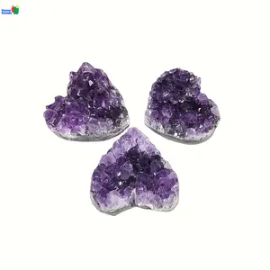 Mineral Specimen - 1pc Natural Amethyst Cluster - Solid Crystal Block with Hole - Perfect Tabletop Decoration, Calms Anxiety & Boosts Focus, Design Home Decor, Ideal for Gifting & Decoration