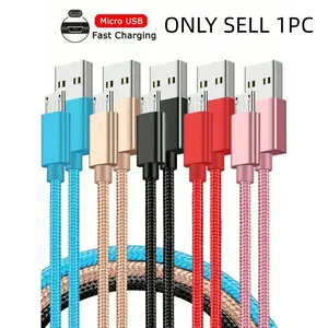 3.3ft/6.6ft High-Speed Durable Portable Micro USB Fast Charging Smartphone Cable For Android Phones Long Charger Cord- Compatible With Samsung, Redmi, OnePlus, And 1pc