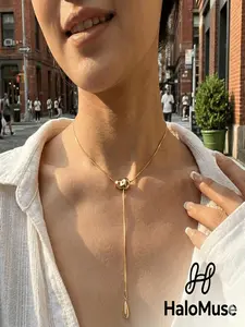 Organic Teardrop Necklace Quiet Luxury Aesthetic | Minimalist Gold Jewelry for Clean Girl Look