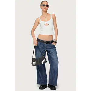 Petite Cory Striped Low Rise Baggy Jeans