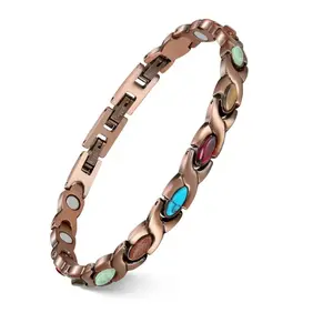 Zlur Copper Bracelets for Women, Ultra Strength Magnetic Bracelet with 3800 Gauss Magnets &Natural Turquoise&Stones,Adjustable,Outdoorfun Durability