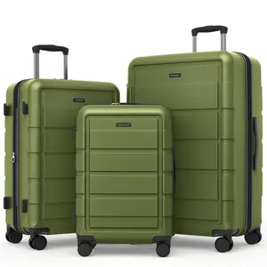 SHOWKOO Durable Luggage 3-Piece Set Full PC Expandable (20/24/28in) Carry On Luggage Hardshell Suitcase with TSA Lock Smooth Wheels Premium Gift for Travel, School, Business