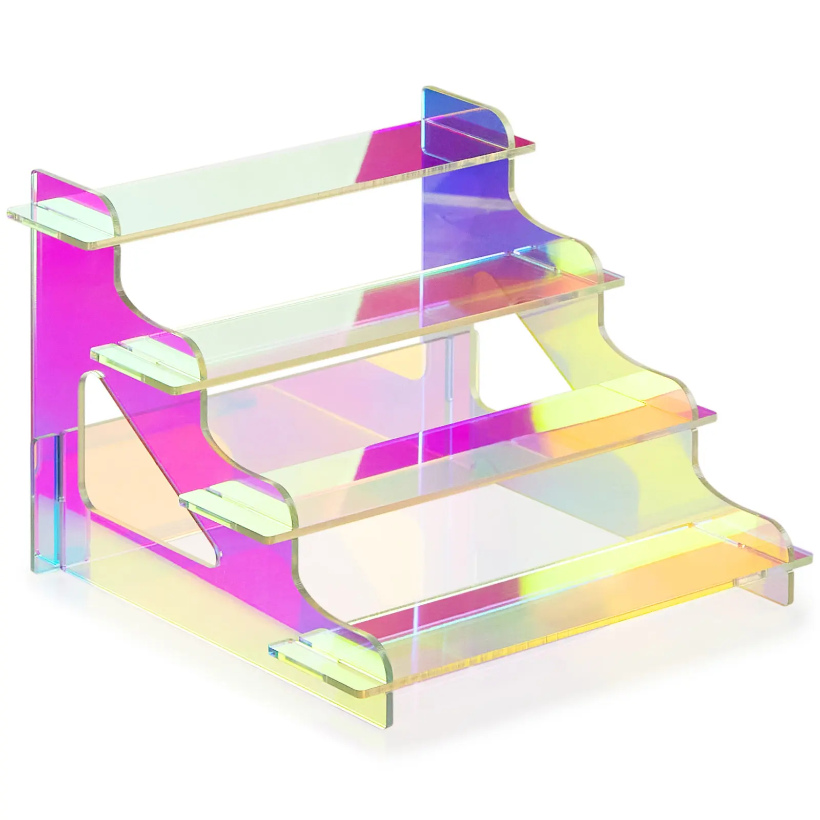 Lifewit 4-Tier Iridescent Acrylic Cologne Stand Display - RGB Color, Space-Saving Home Organizer, Easy Installation Set, Storage Holders & Racks for Bottles, Figures, Collectibles