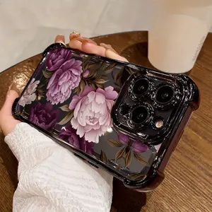 Purple peony full-coverage anti-drop protective case, suitable as a gift for all four seasons, compatible with iPhone 17/16/15/14/13/12/11/X/XS/XS Max. Can be given as a holiday gift to friends, family, or yourself., Accessories, Cellphone, Casing, Protec