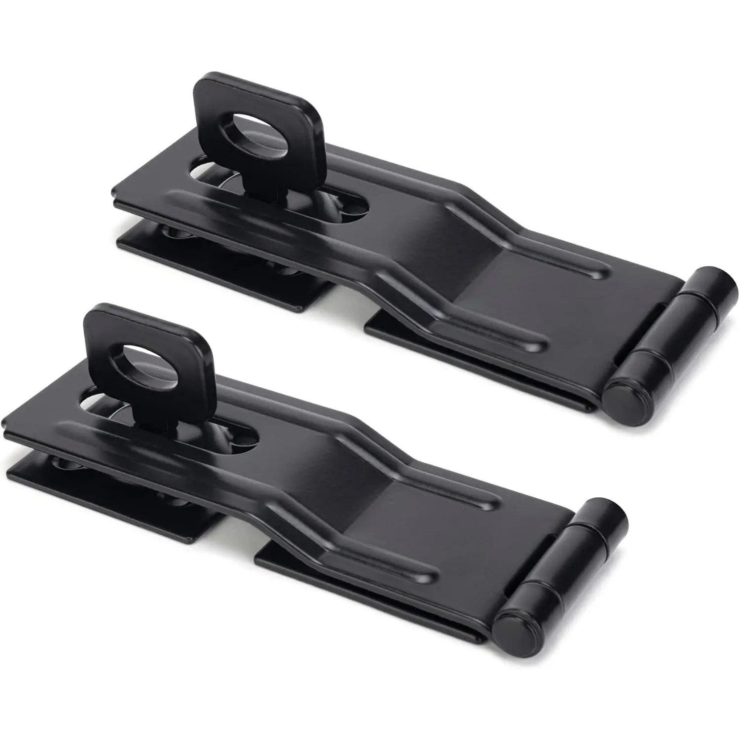4-1/2 in Swivel Staple Safety Hasps with Twist Knob - Anti-Theft, Easy-to-Install, Black 2-Pack for Home Fence, Gate, Cabinet with Additional Safety Padlock Clasps, 4-1/2 Inches