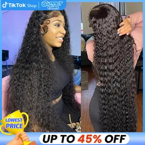 Bling Hair 180 Density 13x4/6 Hd Lace Frontal Wigs Brazilian 34 36 Inch Deep Wave Curly Real Hair Wigs 13x4 Glueless Drawstring Deep Wave Wig For Black Women Preplucked#SummerVibes