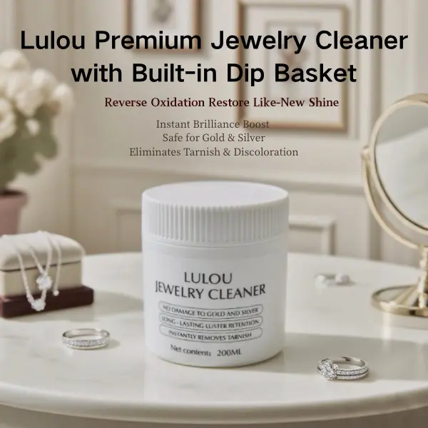 Lulou Pro Premium Jewelry Cleaner 200ML with Built-in Dip Basket Metal Safe Tarnish Remover for Gold Silver Platinum & More Instant Tarnish Removal Brilliance Restoration Gift The Perfect Jewelry Care Gift