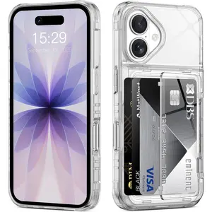 Phone cases for iPhone 17 Pro Max 16 15 14 13 12 11 Pro Max  Wallet Clear Protective Phone Cases with Credit Card Holder Heavy Duty Protection Shockproof Anti-Scratch Anti-Yellow Cover case for iPhone 17 6.3 inch Transparent
