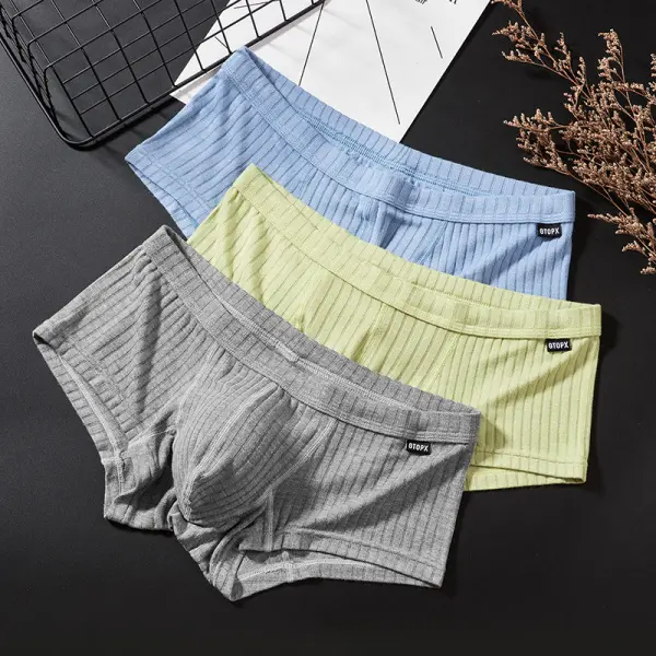 GTOPX Men's Low-Rise Ribbed Knit Athleisure Sports Boxer Briefs, 1/2/3Pcs Premium Easy-Wear Washable Breathable Sweat-Resistant Underwear (XXL Available) for Daily Use, Polyester-Cotton Knitting Menswear, M, Low Waist, Daily Wear