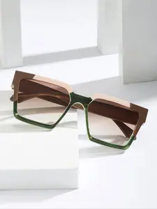 Unisex Casual Tinted Lens Square Frame Sunglasses, Trendy Casual High Quality Sunglasses for Everyday Use, Fashion Accessories for Outdoor Activities