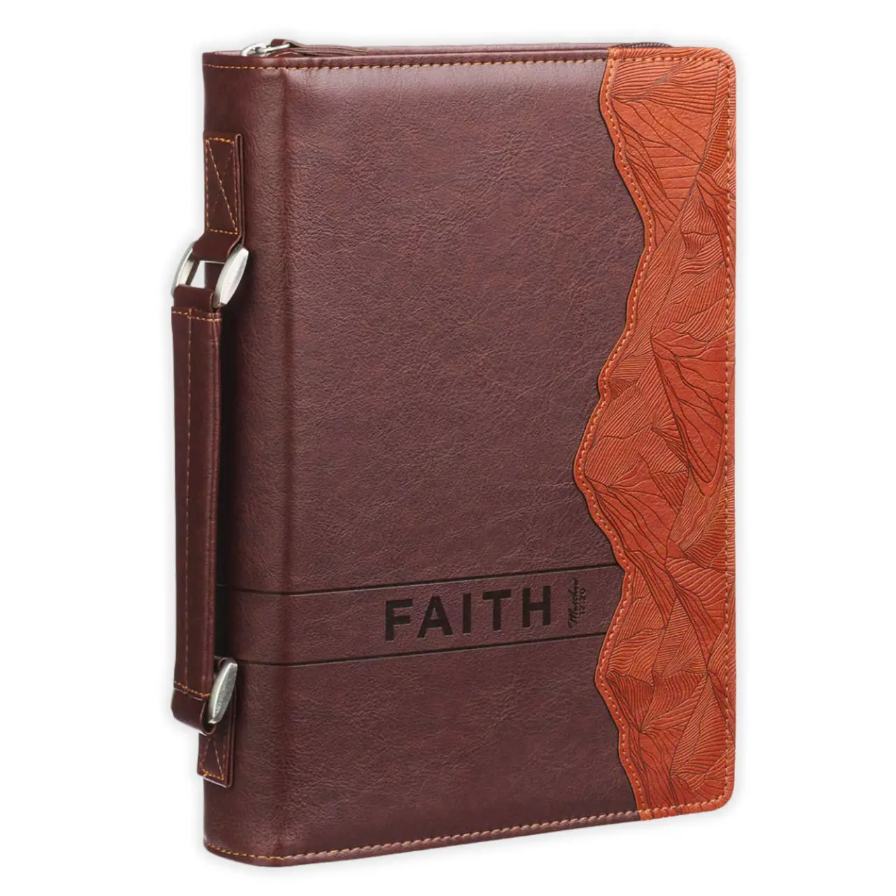 Large-Size Chestnut Brown Faux Leather Bible Cover - Faith-Inspired, Daily Use, Protective, Ideal as a Reminder Gift for Mountain Trips