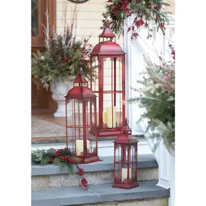 Ornamental Metal Floor Lantern (Set of 3)