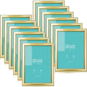 5x7 picture frames 12 pack gold simple designed photo frame with high definition glass for wall mount table top display set of 12 classic collection
