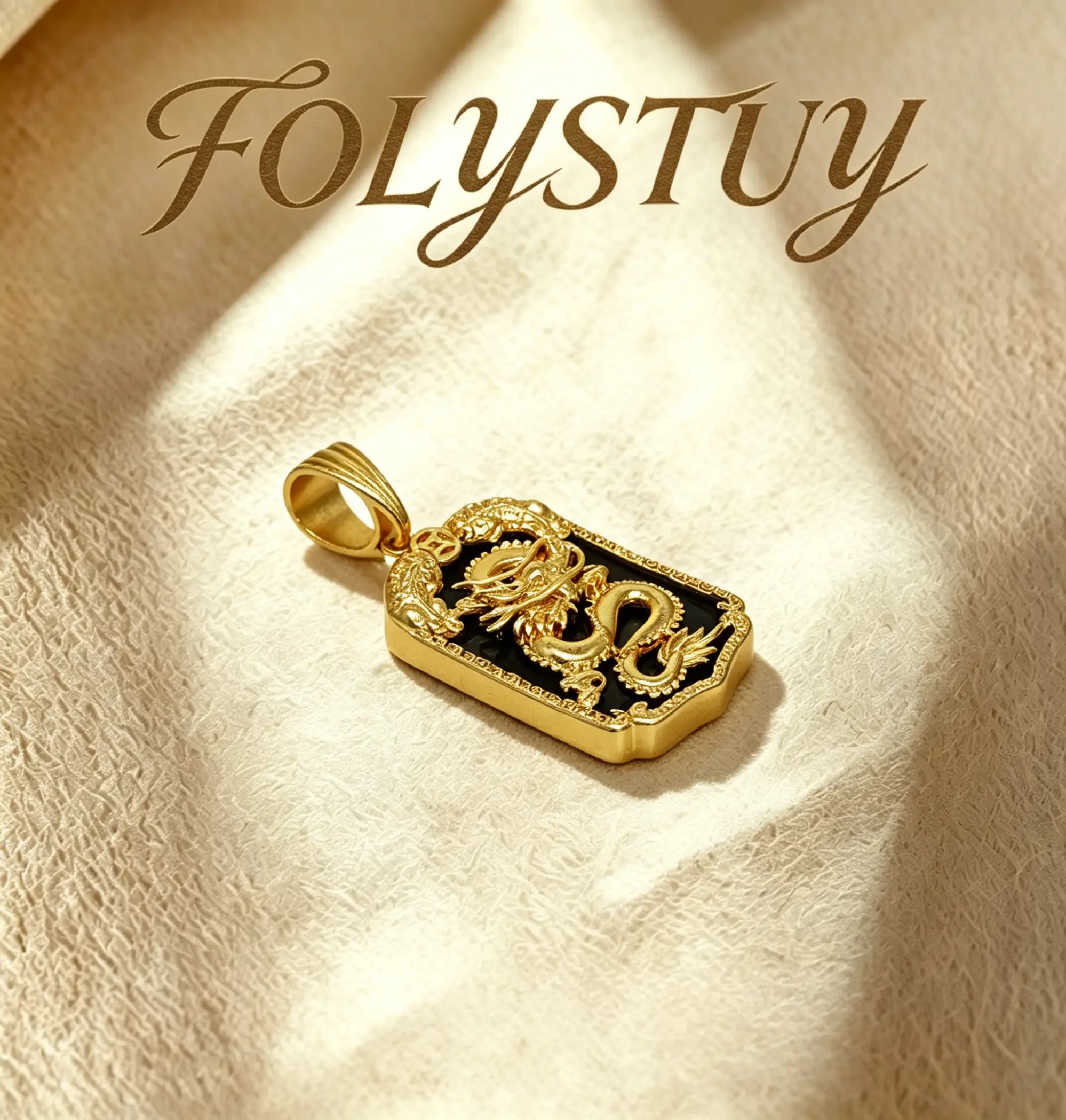 [70mm with 33mm Dragon Pendants][FOLYSTUY (YNK21)] The dragon pendant inlaid with black agate is suitable for both women and men, featuring an elegant design that is perfect for the fashion trends of the festival.