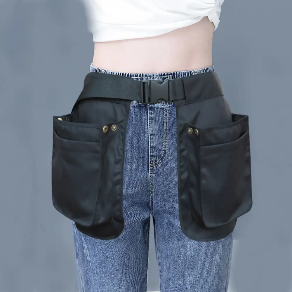 Outdoor multi-pocket zipper waist pack with belt, large capacity pockets, durable fabric, convenient zipper access, unisex waist holster storage bag for various scenarios-polyester, 1 piece