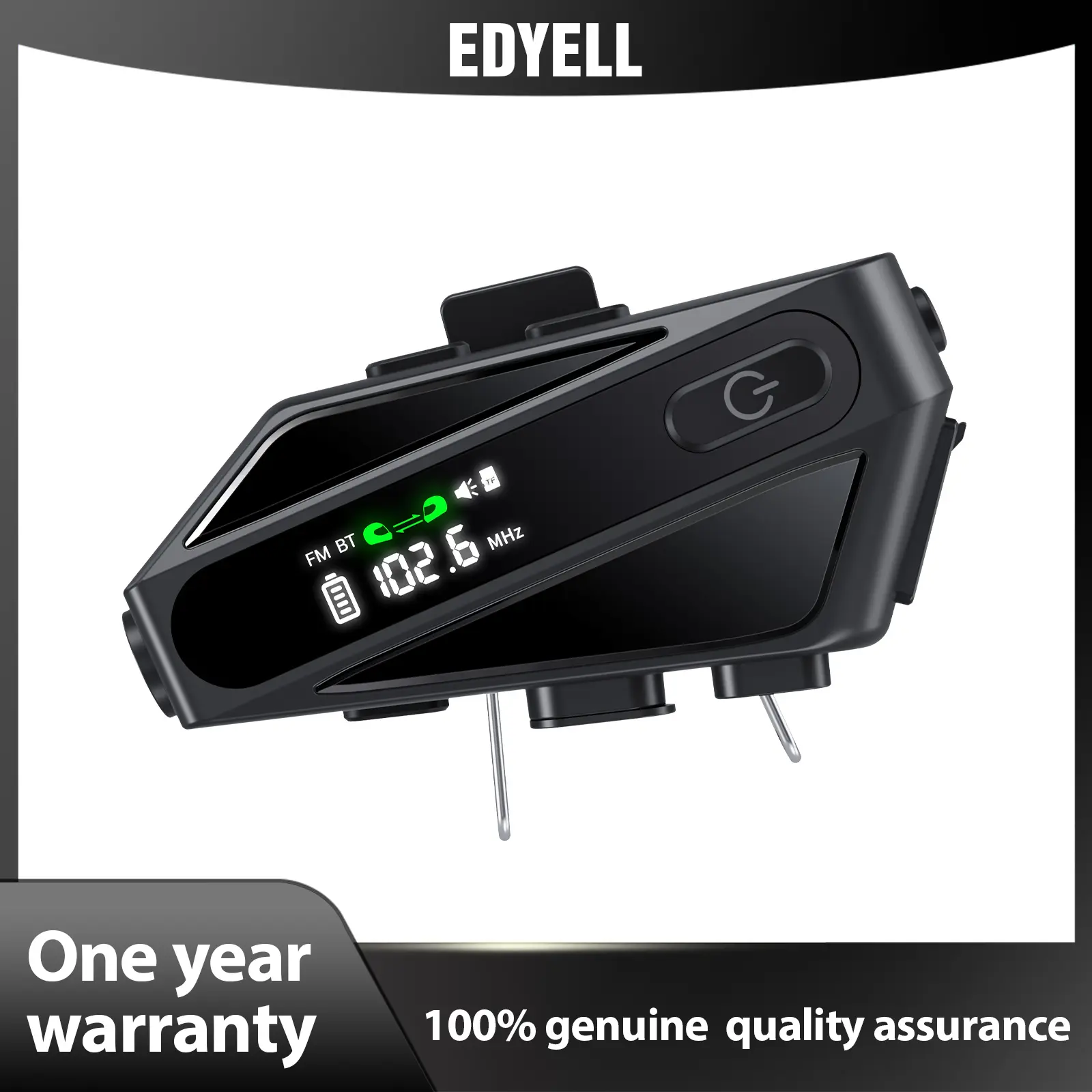 EDYELL On-Ear Motorcycle Bluetooth Headset - Compact, Waterproof, Noise Reduction Audio Accessory with Helmet Mount, Clamping Base, Voice Control, 13*9.5*5.5cm, Batteries Included for Motorcycle Riding Enthusiasts