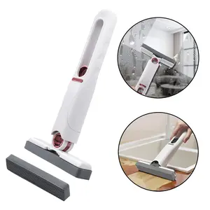 Mini Cleaning Mop,Mini Sponge Mop,Wet and Dry Use Cleaning System,2 Sponge Head & 1 Squeeze Handle,Mini Mop for Bathroom,Kitchen,Desktop,Glass,Living Room,Car.
