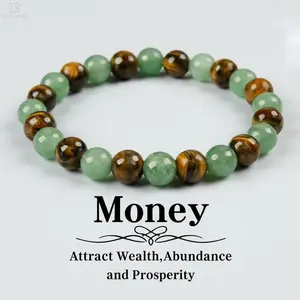 Money Attraction Bracelet with Green Aventurine & Tiger Eye - Elegant Design blue friendship bracelet beaded jewelry protection bracelet encouragement gift Elastic Band fashion artificial bracelet Crystal Bracelet for Women Men summerwins DealsForYouDays