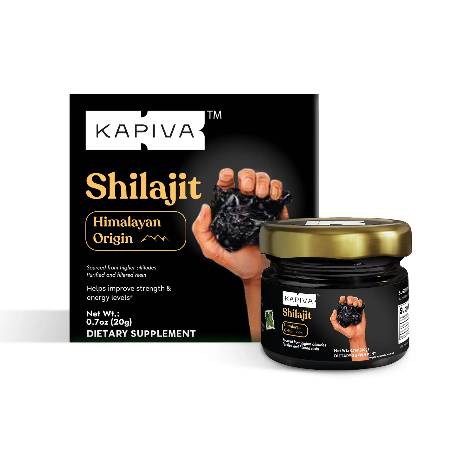 Kapiva Himalayan Shilajit Resin 2-Pack - 100% Pure Natural Organic Edible Dietary Energy Stamina Supplement, Sugar-Free, Dairy-Free, Cellular Energy Vitamins, Third-Party Lab Tested, Indian Origin for Fitness Immunity, Energy Stamina Supplements