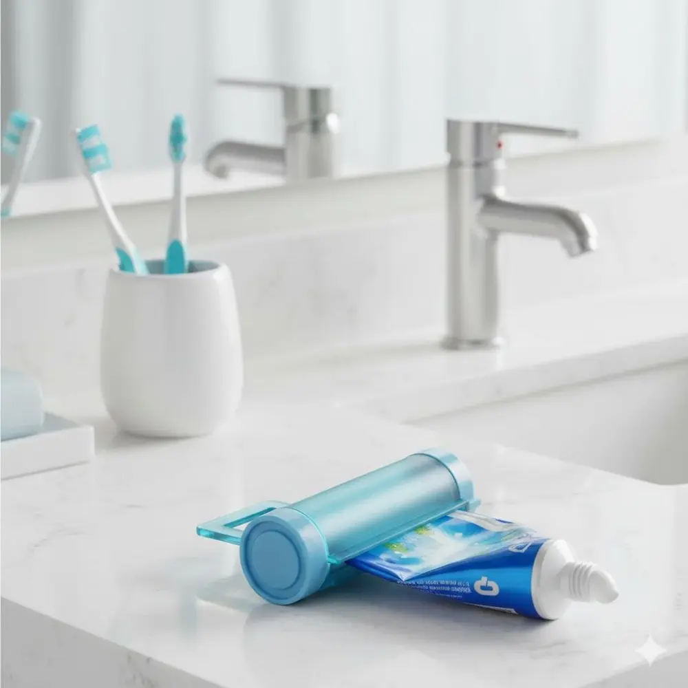 Hand-powered Toothpaste Squeezer Tube Roller, Prevent Waste Reusable Bathroom Organizer, 360-Degree No-Mess Tool for Every Last Drop.