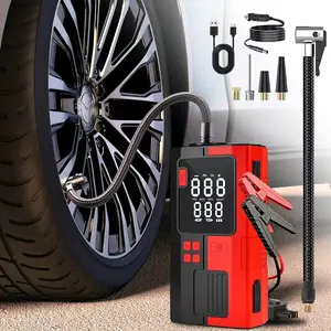 Car Battery Jump Starter with Air Compressor, 6000mAh Tire Inflator, 16.8V Portable Jump Box with LED Light/Flashlight for 6.0L Gas/3.0L Diesel, Car Battery Jumper Starter Portable, Jumper Cables