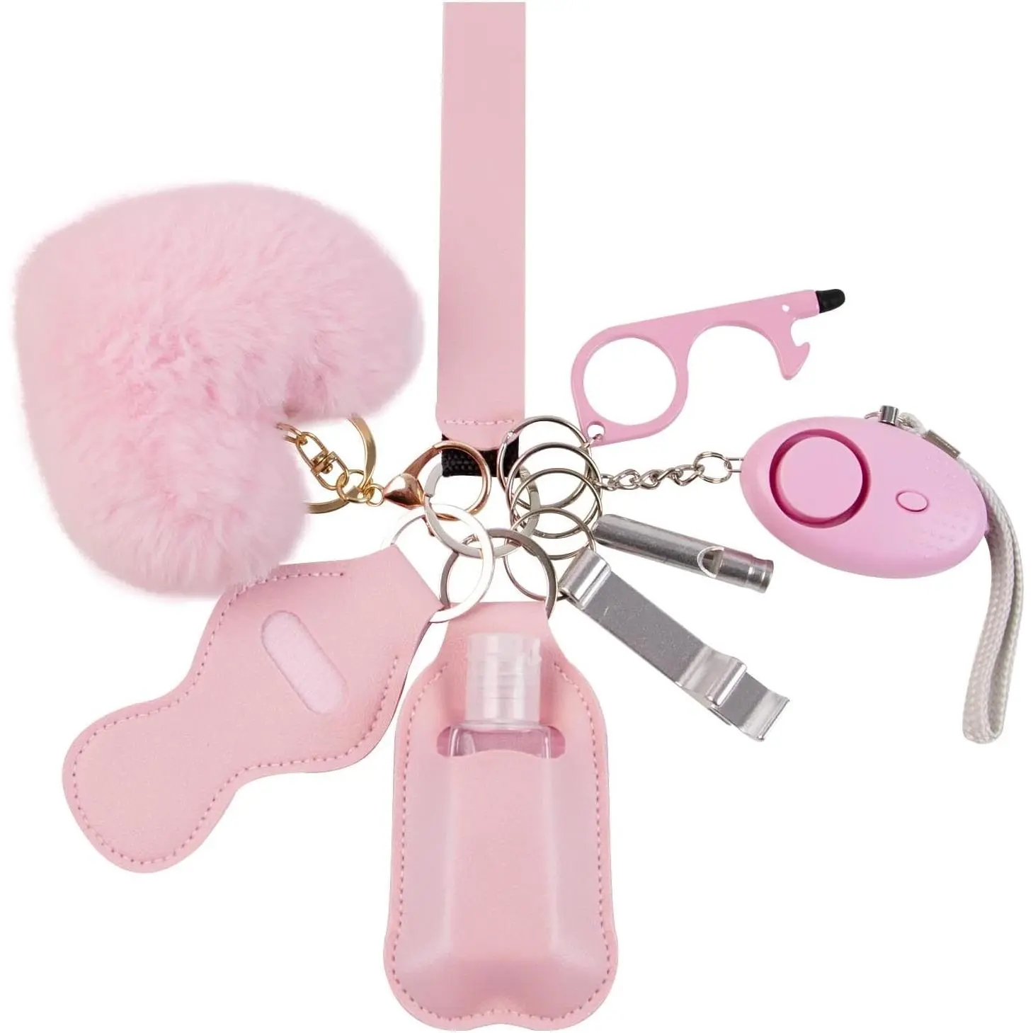 Safety Keychains for Women  Wristlet Strap Keychain Set with Personal Alarm 9 Self Protection Accessories Kit
