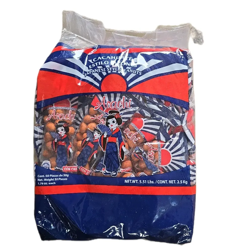 Arachi Cacahuate estilo japones (Japanese style peanuts) 50 pieces bag of individual bag Mexican candy 5 lb 5-oz