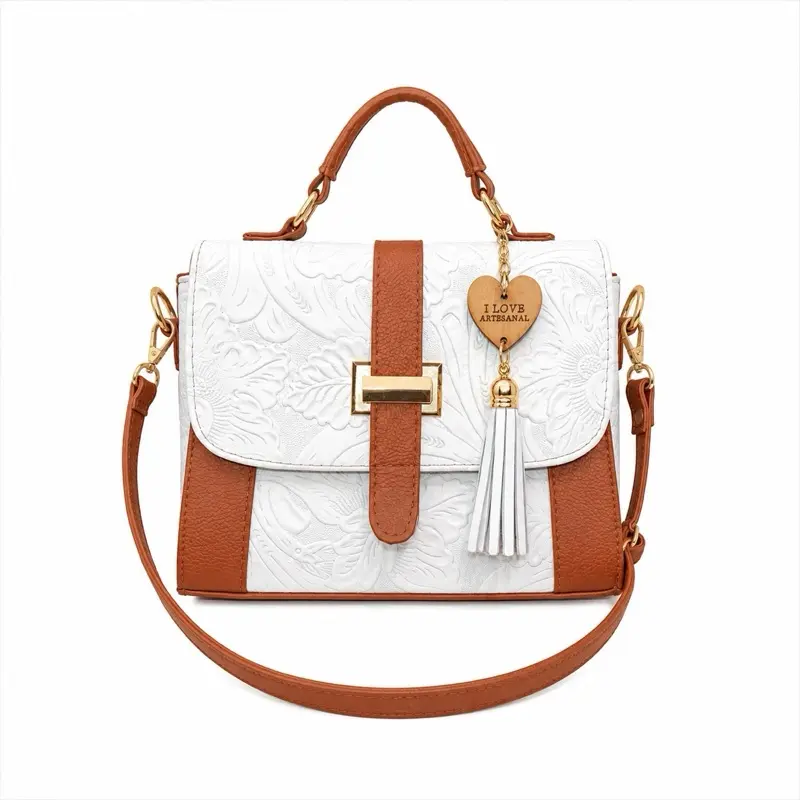Small Handcrafted Genuine Leather Handbag with Natural Finish 8x9 inch