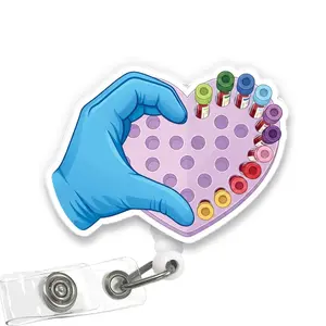 Acrylic Finish Laboratory Badge Reel, Retractable ID Holder with Alligator Clip, Medical Professional Gift for Lab Week Gifting