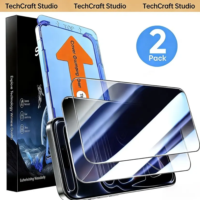 2-pack screen protectors, Smartphone, suitable for iPhone 17 Pro Max/16 pro/15/14 Plus/13/12/11 series, Accessories, HD transparent, anti-peeping, scratch-resistant, ultra-smooth touch, circularly polarized eye protection, easy to install