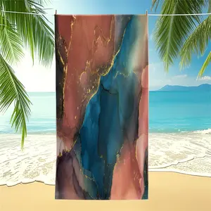 Fluid Ink Watercolor Beach Towel, Niche Artistic Design, Quick Dry Skin-friendly Lightweight Portable, Perfect for Seaside Vacation Photoshoot Daily Use