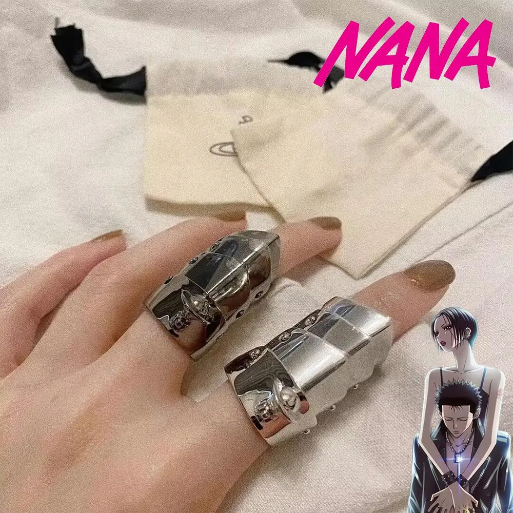 Anime Oosaki Nana Cosplay Metal Ring Armor Knuckle Finger Rings Hip Hop Jewelry Silver Black Accessories Party Props