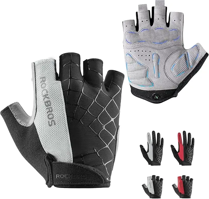 ROCKBROS Cycling Gloves for Men Mountain Bike Gloves Bicycle Gloves SBR Pad Anti-Slip Road Riding Gloves for Spring, Autumn Breathable Sports Gloves